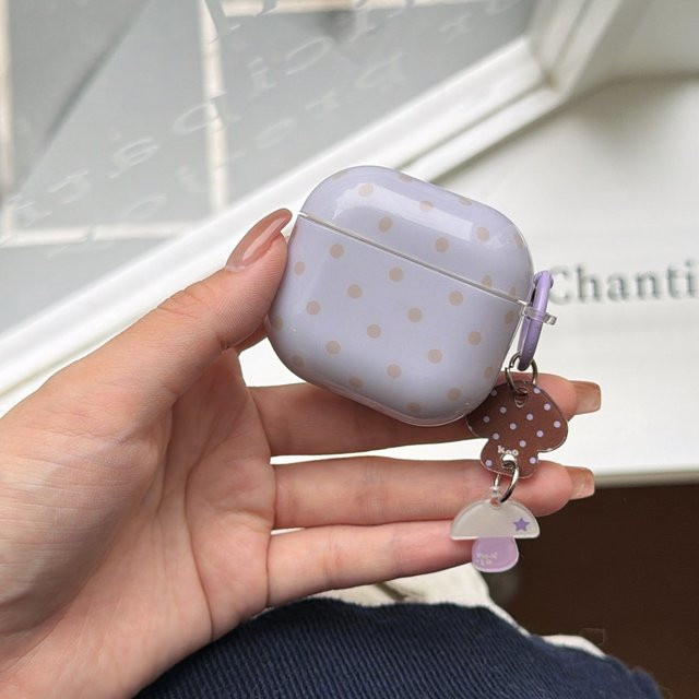 Elegante Kopfhörer-Schutzhülle für Apple AirPods 1, 2, 3, 4 und Pro 2/3 mit Muschel- und Pilz-Design in Lila und Braun - Bild 1