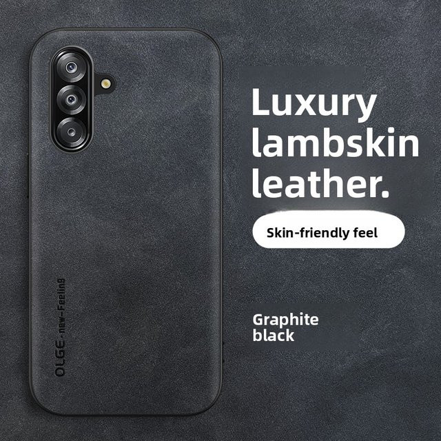 Lederhülle mit Lammfell für Samsung Galaxy A57 A37 A27 A17 A56 A36 A26 A16 A06 A55 A35 A25 A15 A05S A54 A34 in Braun - Bild 1
