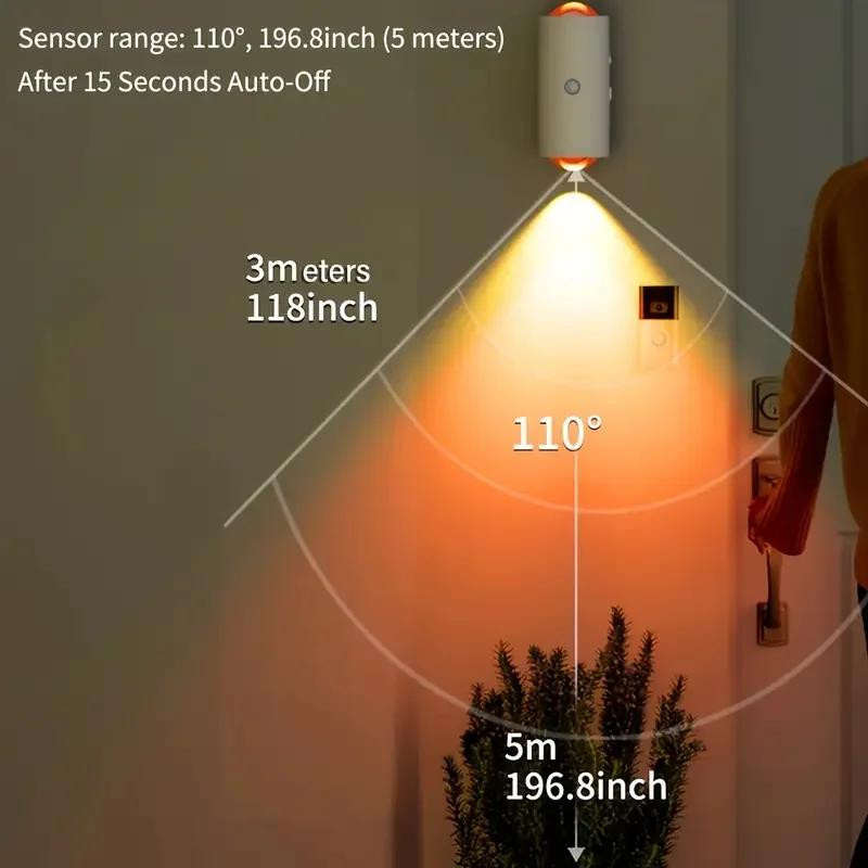 4er-Set YJMP Super Lighting Intelligente LED-Nachtlichter mit Bewegungssensor, USB-wiederaufladbar, RGB-Farbverlauf, Weiß/Mehrfarbig - Bild 6