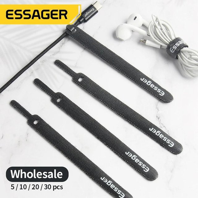 Essager Kabel-Organizer Set zur Drahtaufwicklung und Kabelführung in Schwarz, 5 Stück - Bild 1