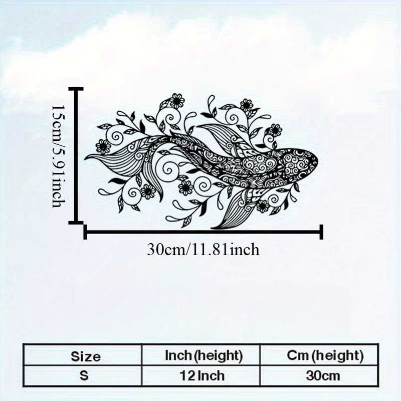 CIFBUY Vintage Koi-Fisch Mandala Wandkunst aus Metall in Schwarz als wetterfeste Skulptur im asiatischen Feng Shui Stil - Bild 3