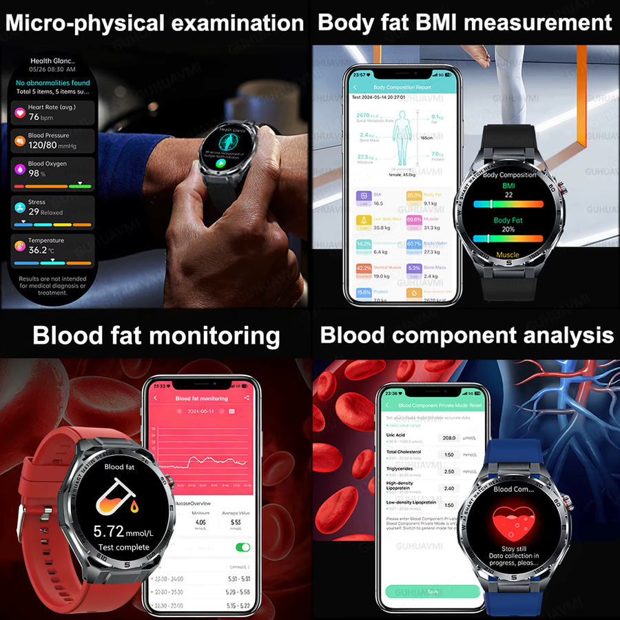 GUHUAVMI Smartwatch, Blau, Silikon, Unisex - Bild 3