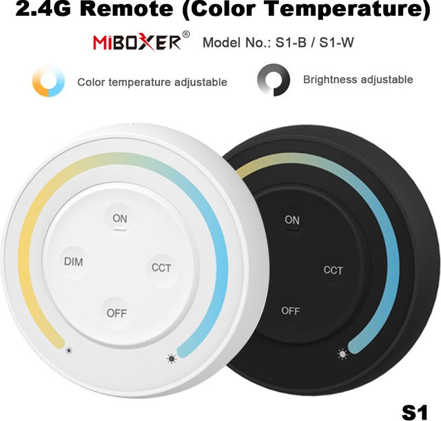 Miboxer S1-B LED Controller mit Fernbedienung für CCT und Farbtemperatur, 2,4 GHz, Weiß/Mehrfarbig - Bild 1
