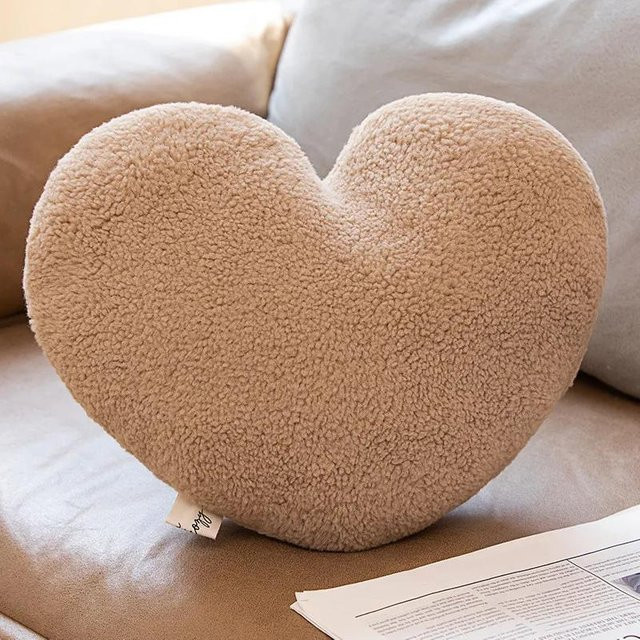Beiges Kleeblatt-Sitzkissen aus Plüsch mit Herzform, Durchmesser: 40 cm - Bild 1