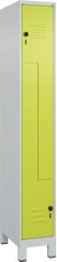C+P Z-Spind Classic PLUS mit 2 Fächern, Füße, Sicherheits-Drehriegel, Grau/Grün, H x B x T: 195 x 30 x 50 cm - Bild 1