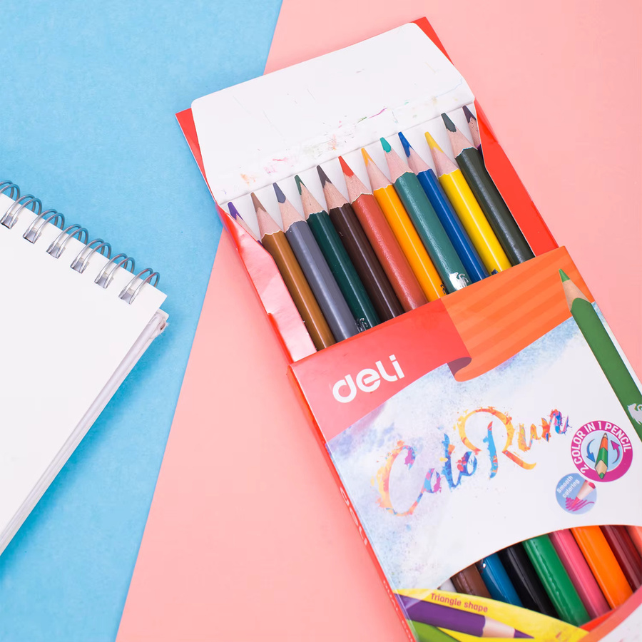 DELI Buntstifte mit zwei Spitzen für Kinder und Schüler, 24 Farben, Multicolour - Bild 3