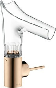 Hansgrohe Axor Starck Waschtisch-Einhebelmischer in Gold mit Glas-Element und schwenkbarem Auslauf - Bild 1