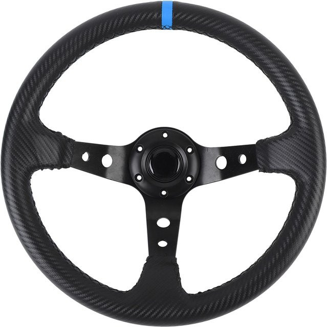 Fishine Sportlenkrad in Kohlefaser-Optik aus Aluminium und PVC, 14 Zoll, Schwarz - Bild 1
