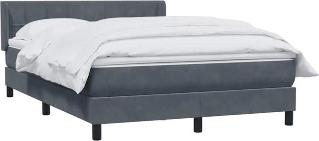 vidaXL Boxspringbett mit Matratze aus Samt in Dunkelgrau, B/T/H: 160 x 210 x 78 cm - Bild 1