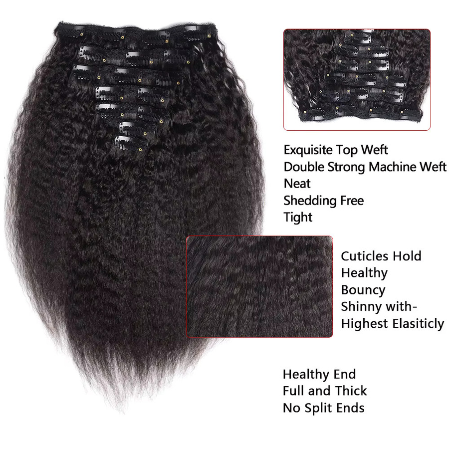 Veravicky Hair Haarverlängerungen Clip-Ins, Echthaar, Ombre, 160 g - Bild 4
