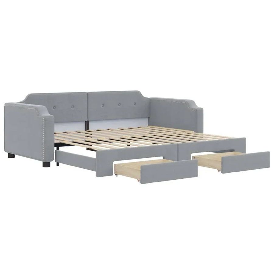 vidaXL Schlafsofa mit ausziehbarer Schublade in Grau mit Polsterung und Metallrahmen - Bild 2