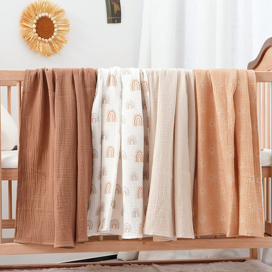 4-teiliges Kangobaby Baby-Musselin Set aus 100 % Baumwolle in Multicolour, atmungsaktive Wickeldecke, Badetuch und Steppdecke für Neugeborene, B/B/B: 100 x 100 cm - Bild 2