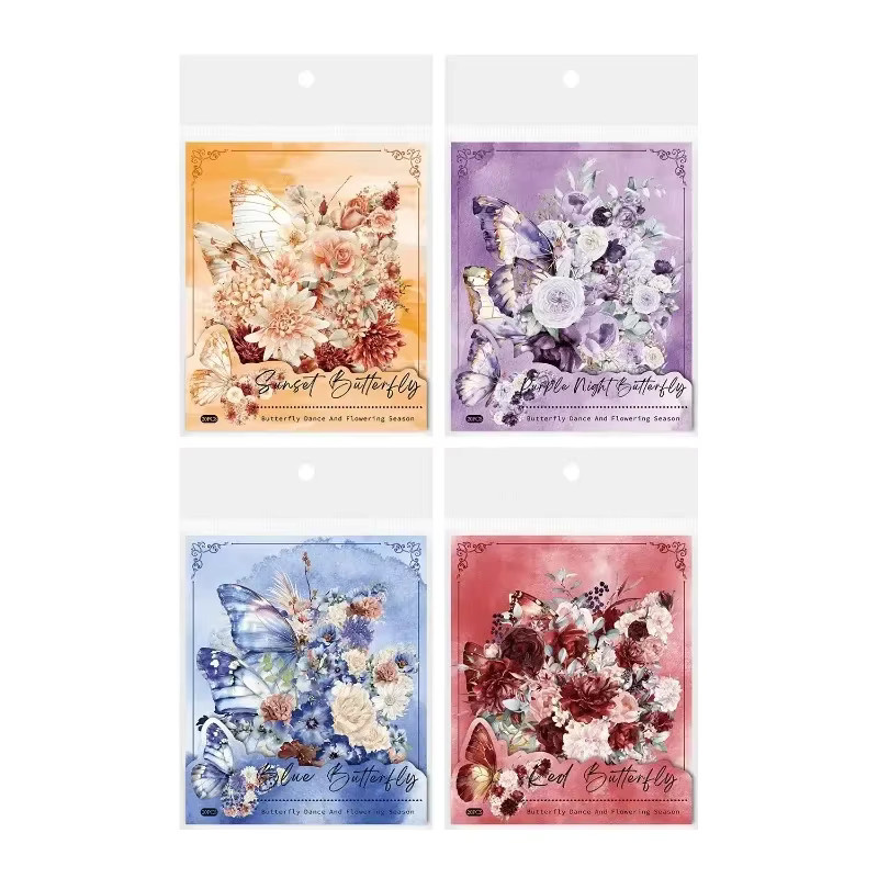 20 Stück YCDBTH PET Aufkleber Set mit Blumen und Schmetterlingen in Rot und Multicolour, Größe: 15,1 x 11,0 cm - Bild 3