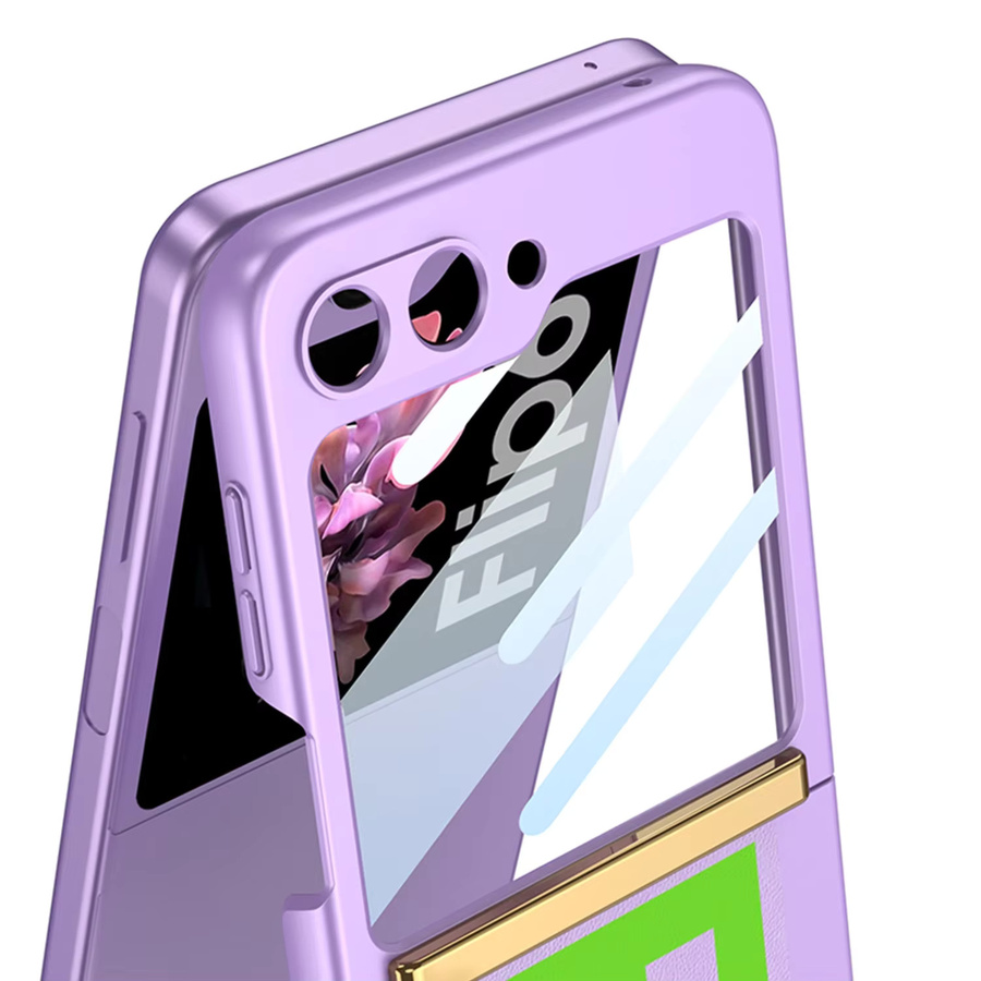 Stoßfeste Leder-Handyhülle mit Handgelenkschlaufe für Samsung Galaxy Z Flip 6, 5, 4 5G in Pink - Bild 3