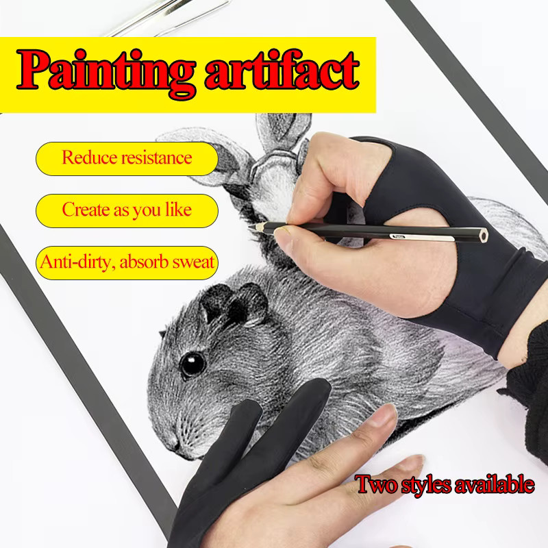 Anti-Touch-Zeichenhandschuh aus Nylon in Schwarz für iPad und Digitale Zeichentabletts zur Vermeidung von Verschmutzungen und Verschmieren - Bild 3