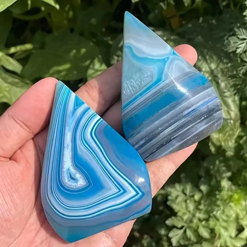 CrystalHola Blauer Achat Wassertropfen-Ornament aus Naturstein zur Tischdekoration - Bild 3