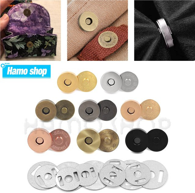 Hamoshop Magnetische Druckknöpfe Verschlüsse in Schwarz, 14-18 mm für Handtaschen, Geldbörsen und Mäntel, 10 oder 12 Sets für DIY Handwerk - Bild 1