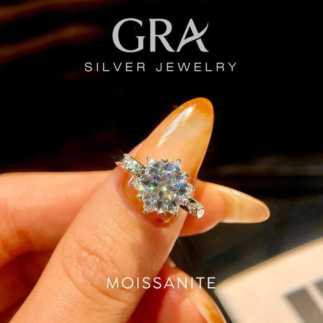 Ring 925 Silber, Moissanit, Diamant, Damen - Bild 1