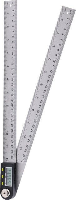 Digitaler Winkelmesser aus Edelstahl mit LCD-Display in Weiß, 0-300 mm Messbereich - Bild 1