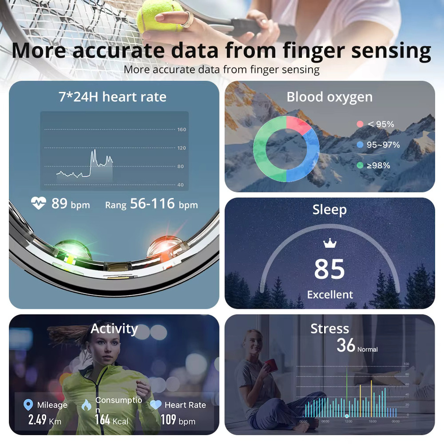 COLMI R10 Smart Ring Gold mit Ladeetui für Damen und Herren, Gesundheits- und Schlafmonitor, 5ATM wasserdicht, Multi-Sport-Modus - Bild 2