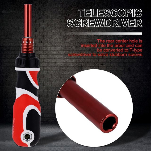 Magnetischer Teleskopratsche-Schraubendreher von Fishine mit verstellbaren Bits in Schwarz und Multicolour - Bild 1