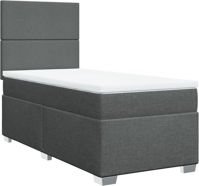 vidaXL Boxspringbett Hybrid mit Matratze und Taschenfederkern in Dunkelgrau, B/T: 80 x 200 cm - Bild 1