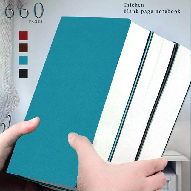 Leeres Skizzenbuch mit 660 Seiten in A6, schwarzes Softcover aus Kunstleder, Blanko Notizbuch für Zeichnungen und Tagebuch - Bild 1