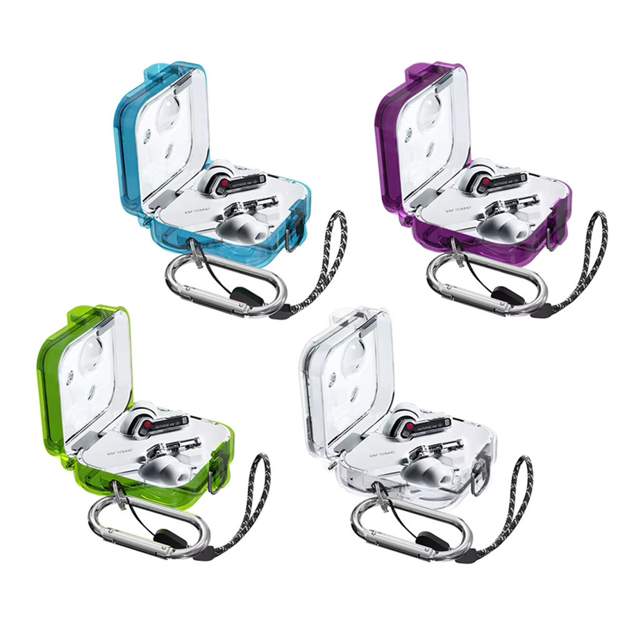 Nothing Ear 2 Schutzhülle, transparent in Bonbonfarben, wasserdichte Kopfhörer-Abdeckung mit Lanyard-Haken und Fallschutz - Bild 2