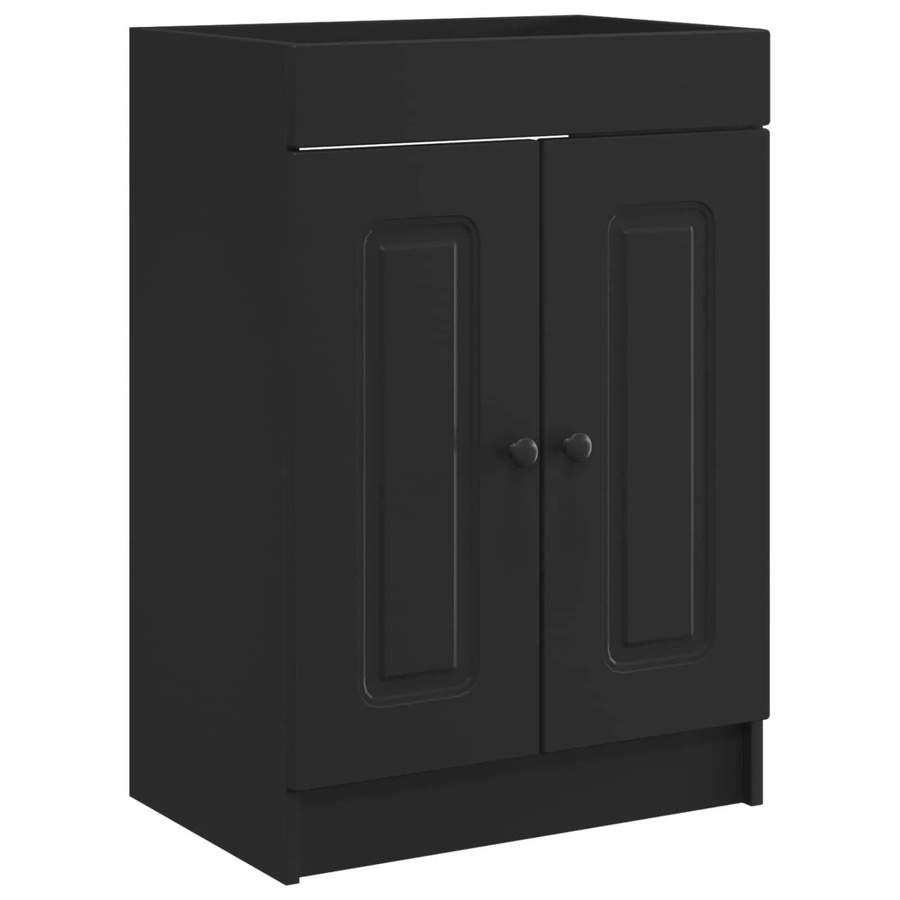 vidaXL Badschrank für unter das Waschbecken in Schwarz, modern mit Schranktüren und Regalböden, B/T/H: 56 x 37,5 x 81 cm - Bild 2