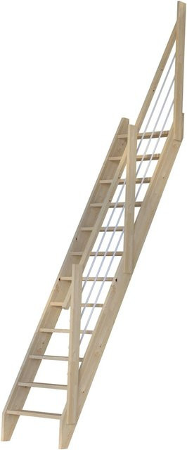 StarWood Treppe Fichte Holz-Edelstahl-Geländer Weiß Basic - Bild 1