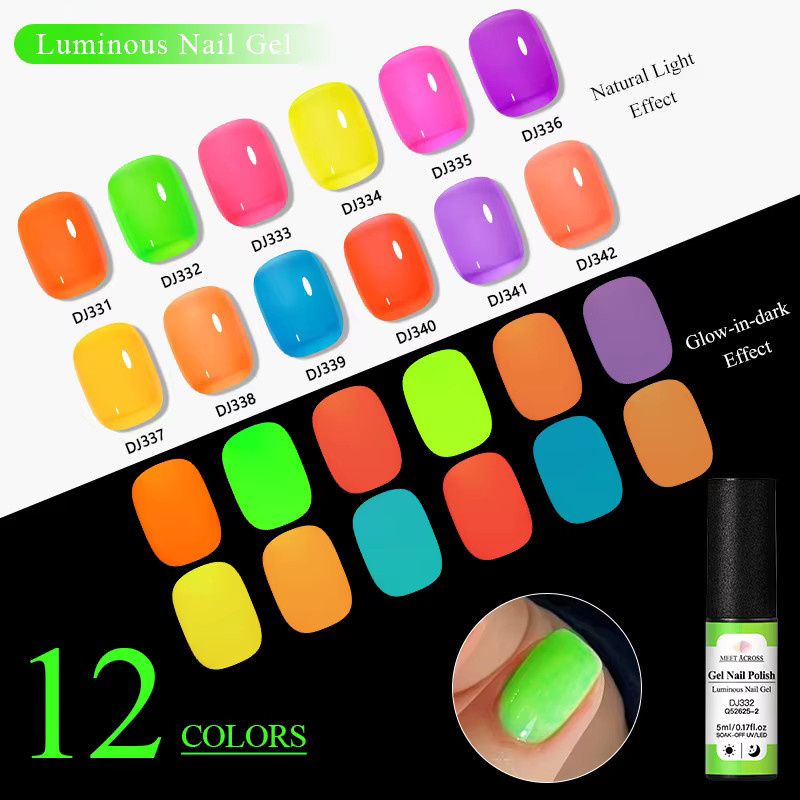 MEET ACROSS Gel-Nagellack, Neon Glow-in-the-Dark, 5 ml, Glänzend - Bild 5