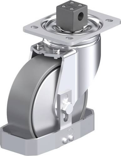 Blickle Stahlblech-Lenkrolle LH-PO 160K-CS13-ELS-FA-FS in Silber, Rad-Durchmesser: 160 mm, Tragfähigkeit: 450 kg - Bild 1