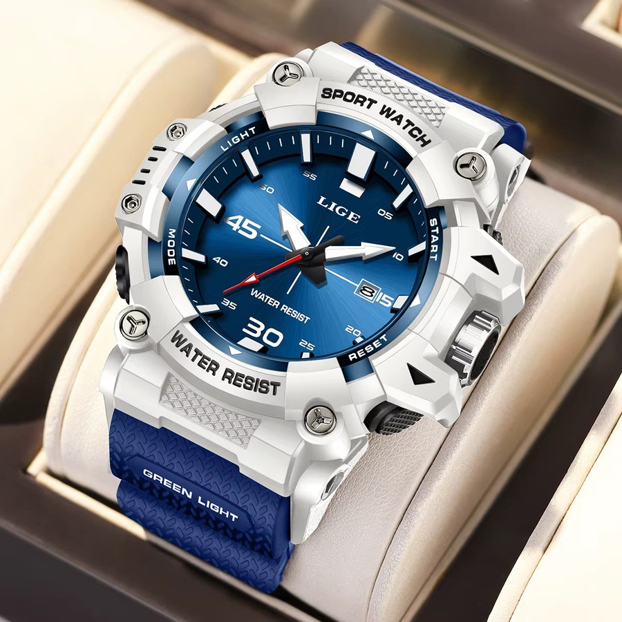 LIGE Armbanduhr Quarz, Silikon, Blau, Herren - Bild 2