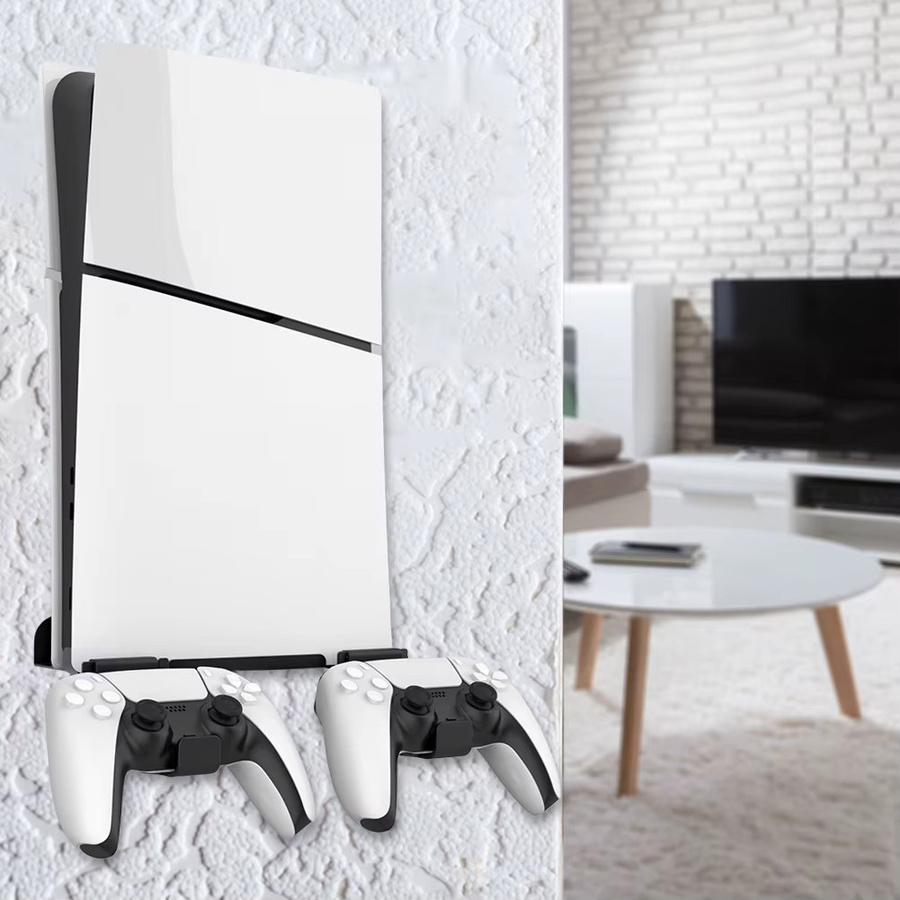 ANENG Wandhalterung für Playstation 5 Controller und Headset in Schwarz, platzsparende Regalhalterung für PS5 - Bild 3