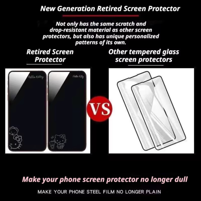 Sanrio Hello Kitty Displayschutz aus gehärtetem Glas für iPhone 11 bis iPhone 17 Pro Max, transparent - Bild 5
