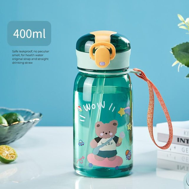 GIANXI Schnabeltasse für Kinder mit Cartoon-Design und Tragekordel, 400 ml, Blau - Bild 1