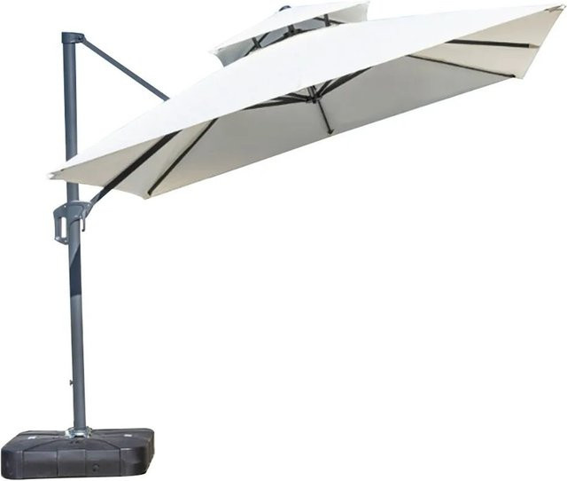 360Home Sonnenschirm Weiß 250 cm mit Zentralmast für Balkon und Terrasse - Bild 1