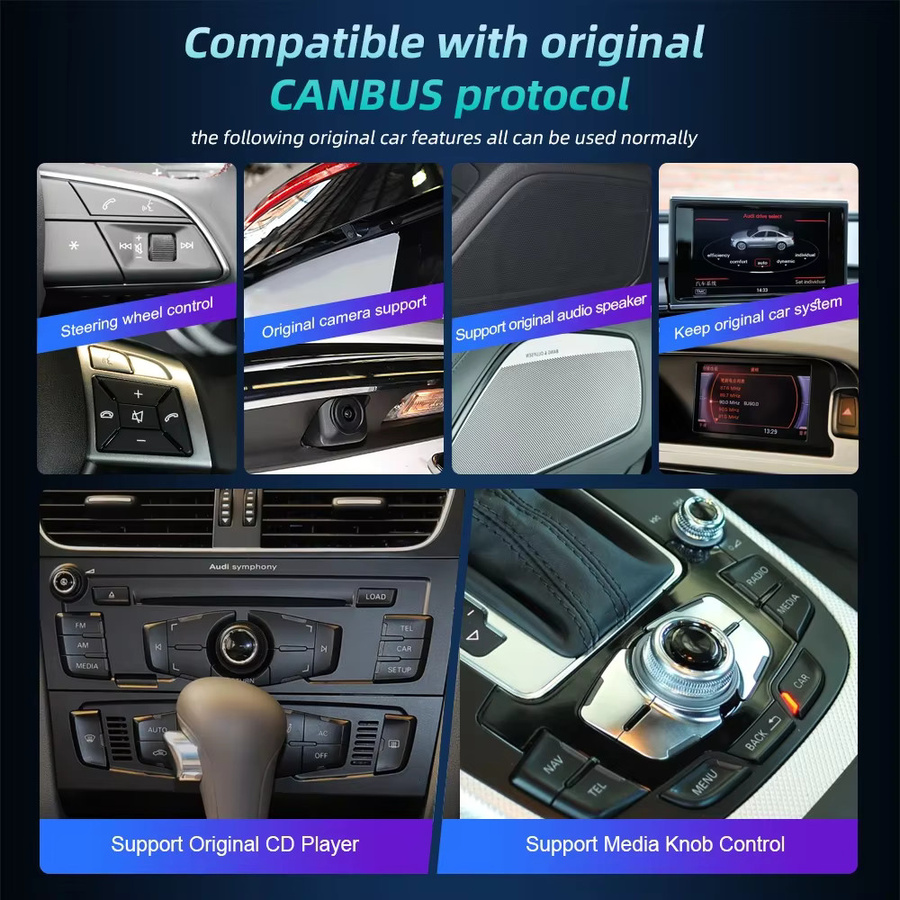 FAZY Android 14 Autoradio mit kabellosem Carplay und Touchscreen für Audi A6 C7 und A7 2012-2018, Multimedia-Player mit GPS und WLAN, Schwarz - Bild 3