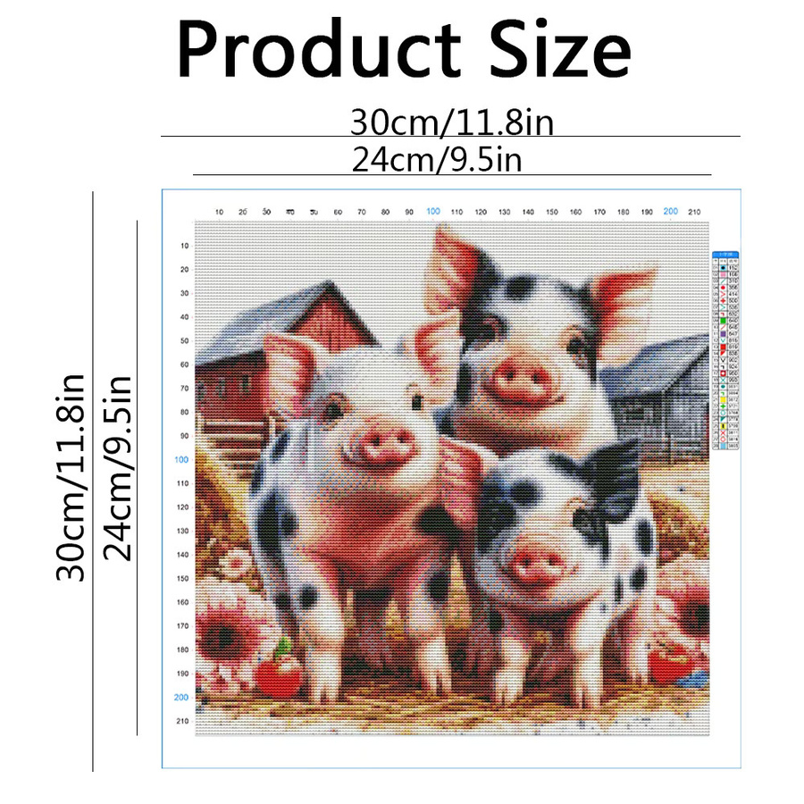 Evershine Kreuzstich-Set Schwein als Stickerei mit bedruckter Leinwand in Multicolour, Breite: 30 cm, Höhe: 30 cm - Bild 2