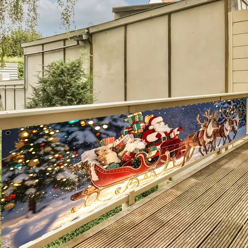 VIKAMA Weihnachts Banner für Winter Party Dekoration, Mehrfarbig, B: 200 cm, H: 45 cm - Bild 3
