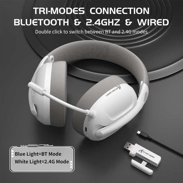 Attack Shark L80 Ultraleichtes Tri-Mode Gaming-Headset in Weiß für PC, PS4, PS5, Switch und Xbox - Bild 1