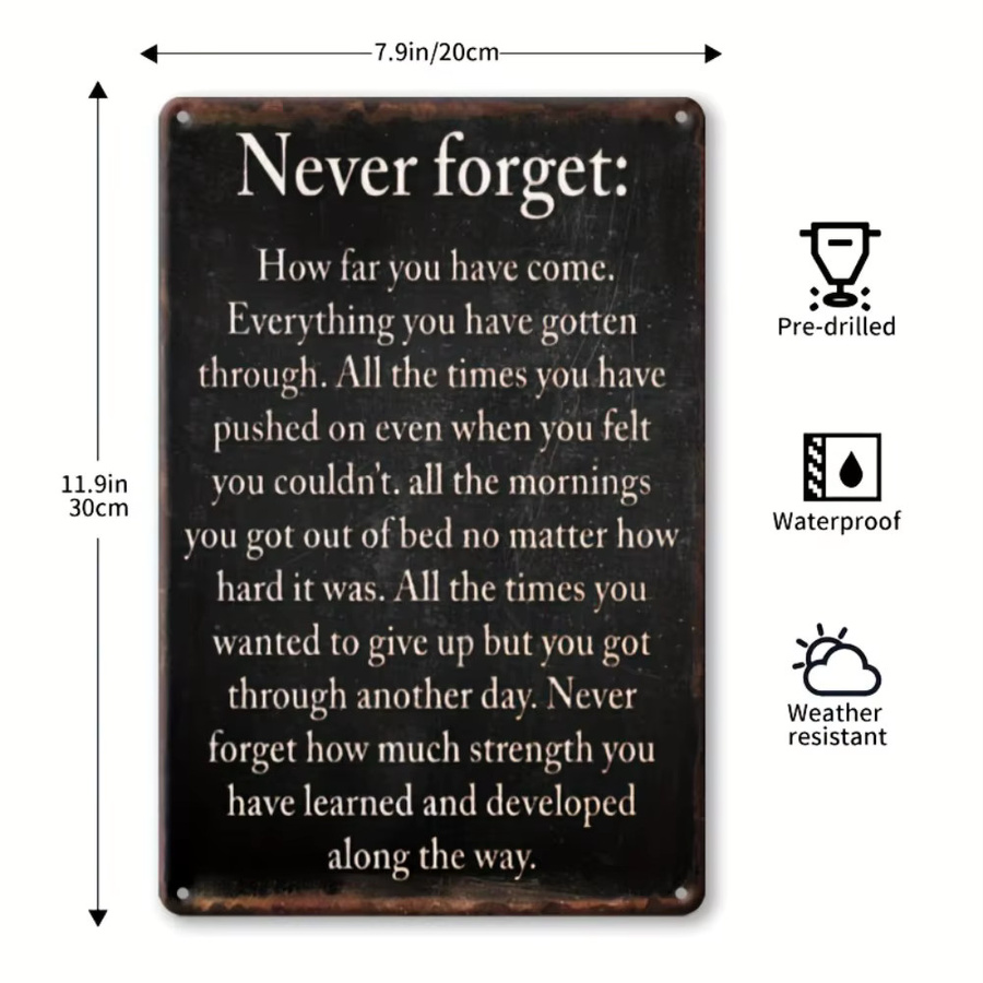 Vintage Aluminiumschild CIFBUY Never Forget Wanddekoration Schwarz B: 20,3 cm, H: 30,5 cm - Bild 2