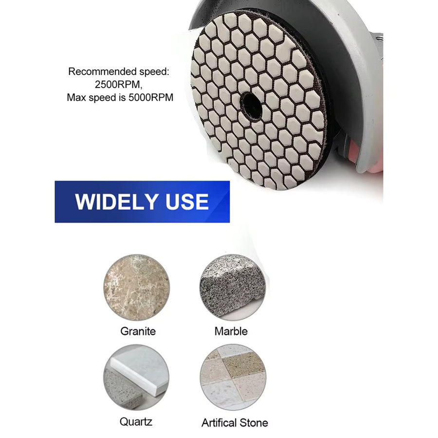 WIDEEP 3-teiliges 4-Zoll Diamant-Polierpad-Set zur Trockenschleifscheibe für Granit, Marmor, mikrokristallines Glas und Beton - Bild 4
