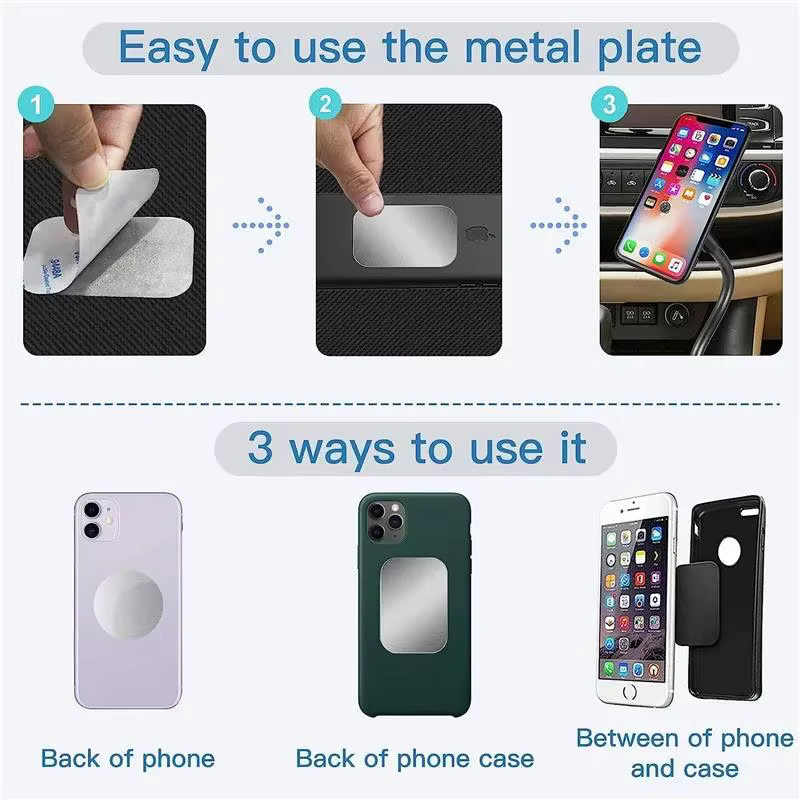 Runde Metallplatte in Silber für magnetische Auto- und Schreibtisch-Halterungen für Smartphones und Tablets - Bild 4