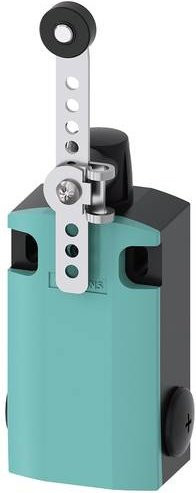 Siemens Positionsschalter 3SE5162-0CH60-1AJ0 mit Metallschwenkhebel und Kunststoffrolle, 6 A, IP66/IP67, Türkis - Bild 1