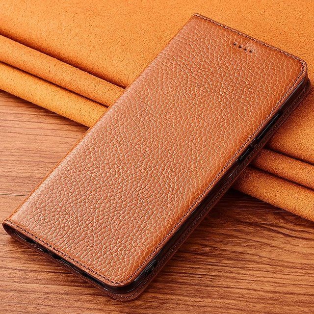 Echtes Leder Flip-Case für Samsung Galaxy S22, S23, S24, S25+, S25FE in Braun mit Anti-Fall-Schutzhülle - Bild 1
