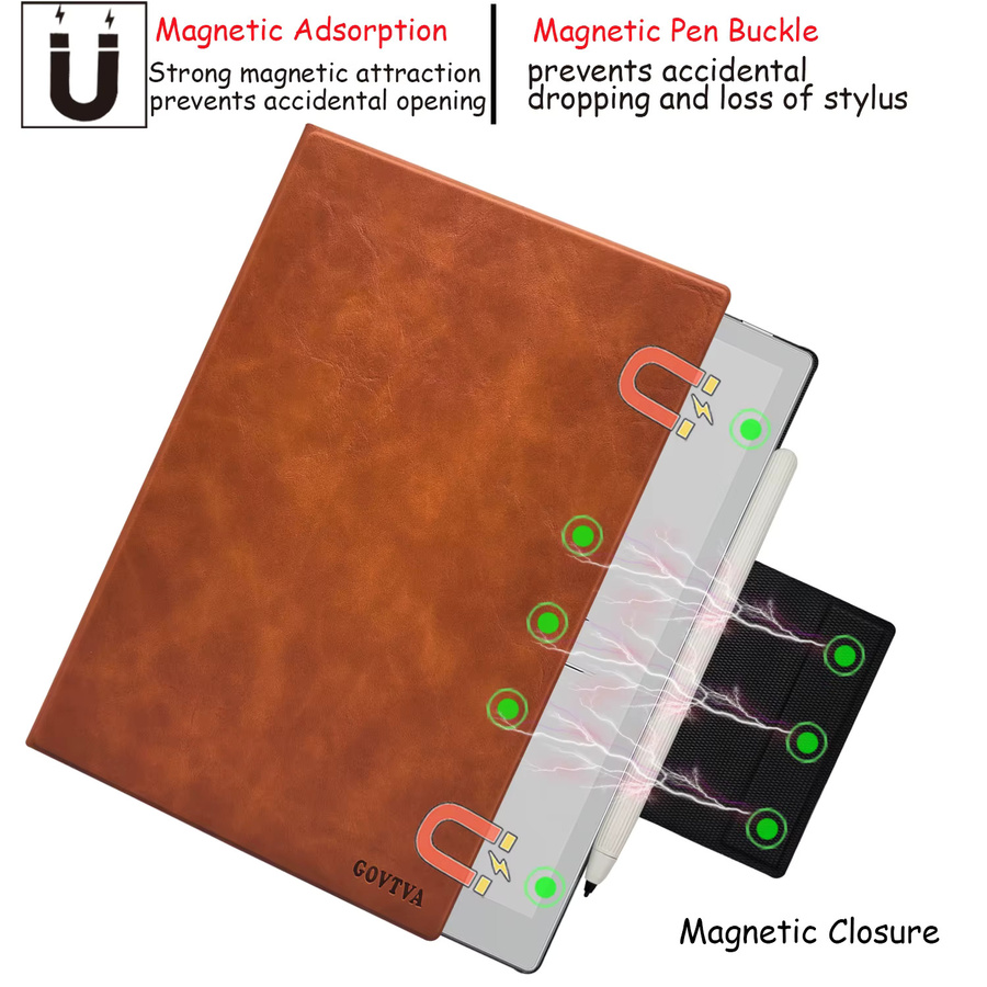 Magnetische Lederhülle für Onyx Boox Go 10.3 und Go 10.3 Gen II Lumi ePaper mit Stiftschnalle und Auto-Sleep-Funktion in Blau oder Braun - Bild 3