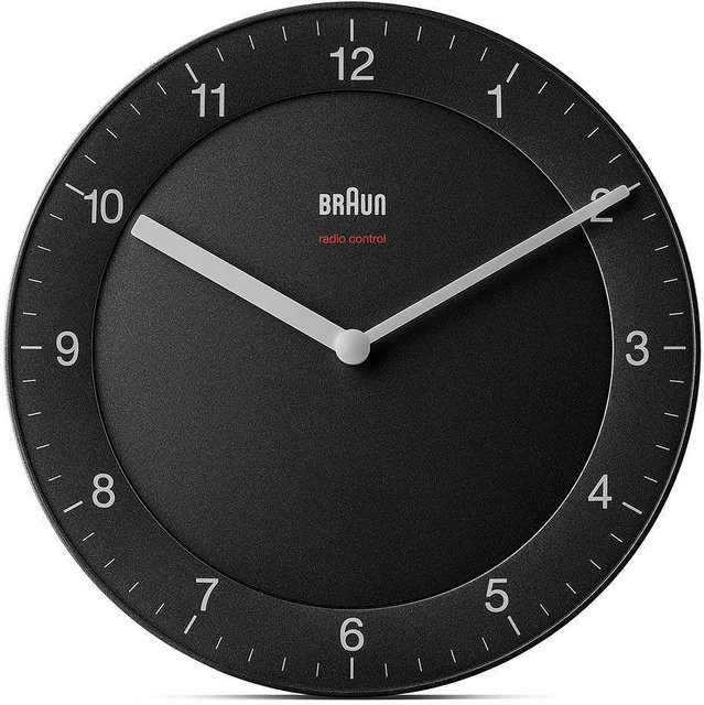 Braun BC06B-DCF Klassik Funkwanduhr analog in Schwarz, Durchmesser: 20 cm - Bild 1