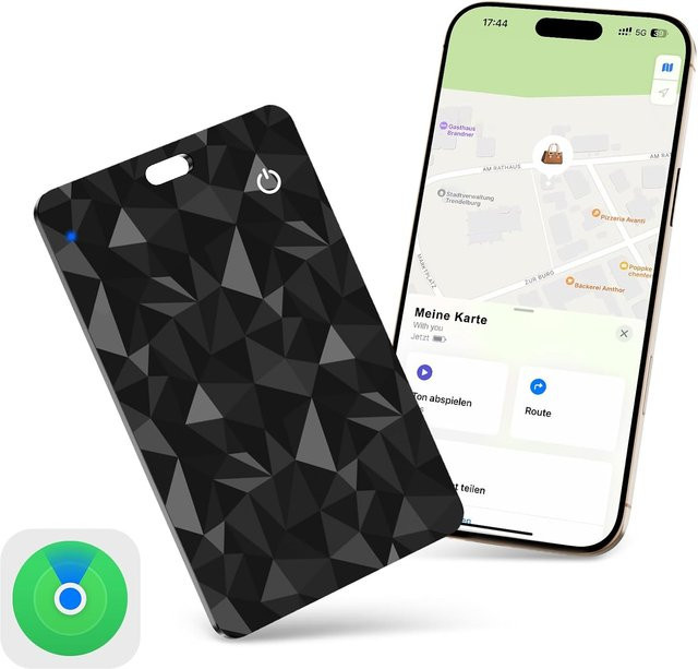 Fine Track Slim Smart Finder wiederaufladbare Tracker-Karte für Apple Find My kompatibel mit iOS in Schwarz oder Lila - Bild 1