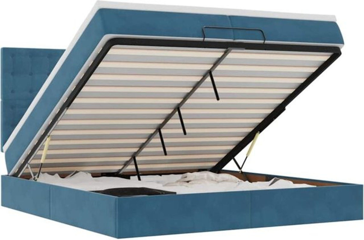 vidaxl Ottoman Polsterbett mit Matratze aus Samt in Dunkelblau B/T/H: 200 x 200 x 128 cm - Bild 1